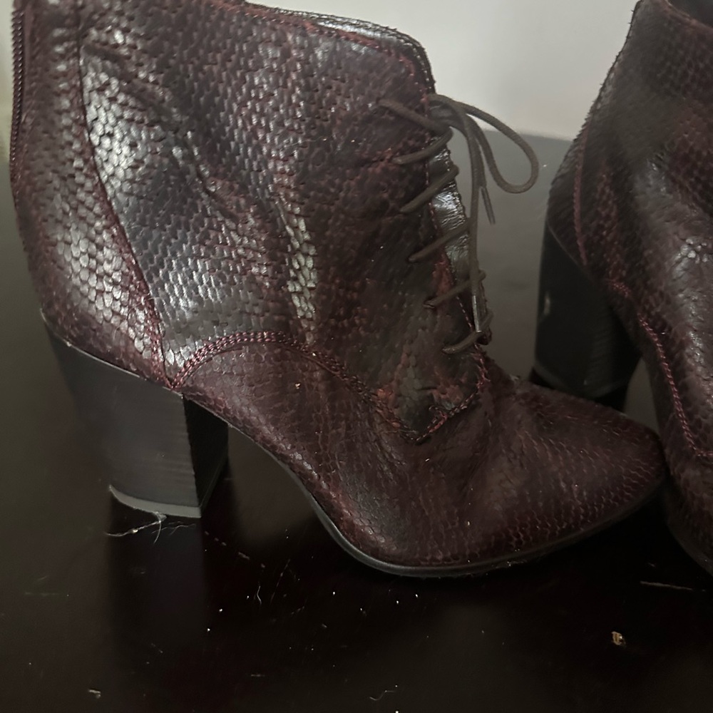 White Mountain Brown Ankle Booties with Lace-Up Design
